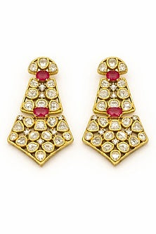 Gold Plated Moissanite & Ruby Doublet Necklace Set