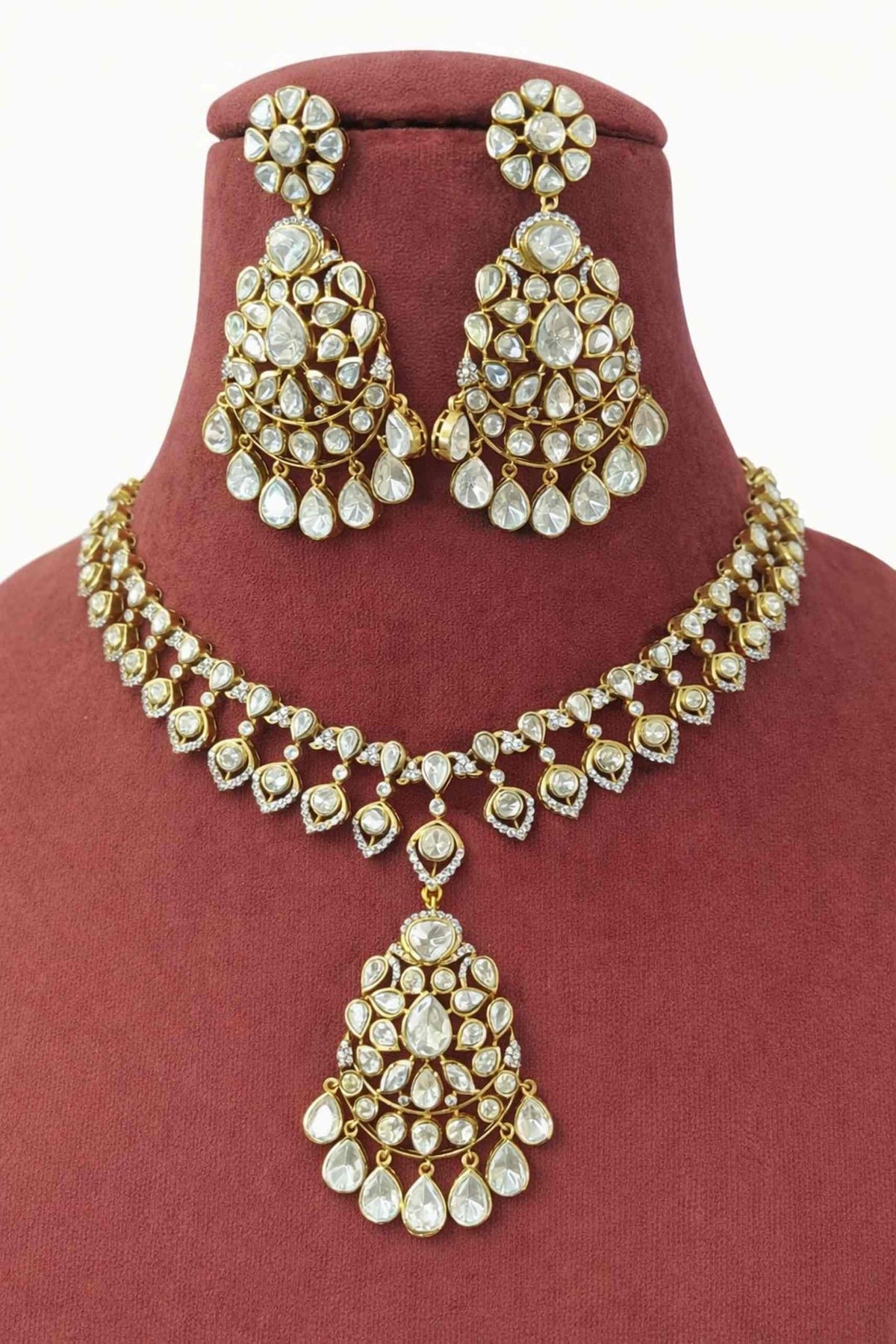 Gold Plated Moissanite Necklace Set