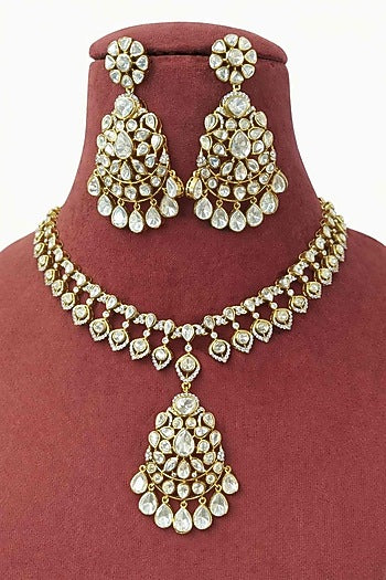 Gold Plated Moissanite Necklace Set