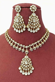 Gold Plated Moissanite Necklace Set