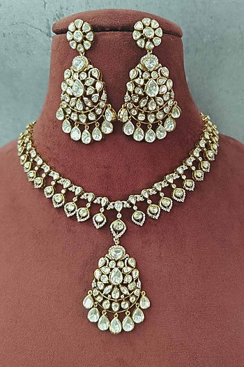 Gold Plated Moissanite Necklace Set