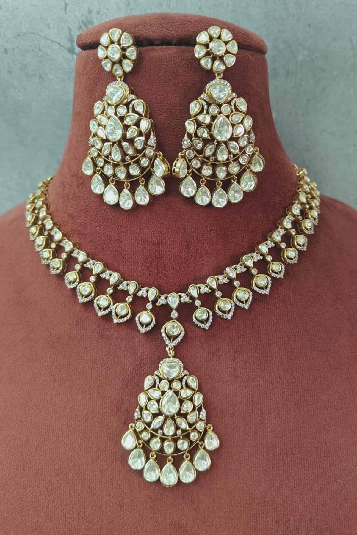 Gold Plated Moissanite Necklace Set