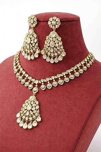 Gold Plated Moissanite Necklace Set
