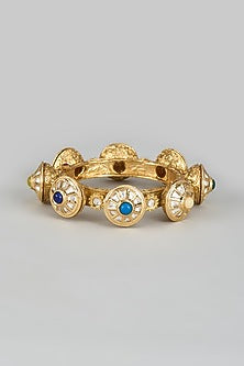 Gold Finish Kundan Polki & Navaratna Stone Kada