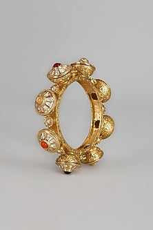 Gold Finish Kundan Polki & Navaratna Stone Kada