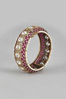 Antique Gold Finish Moissanite & Ruby Stone Bangle