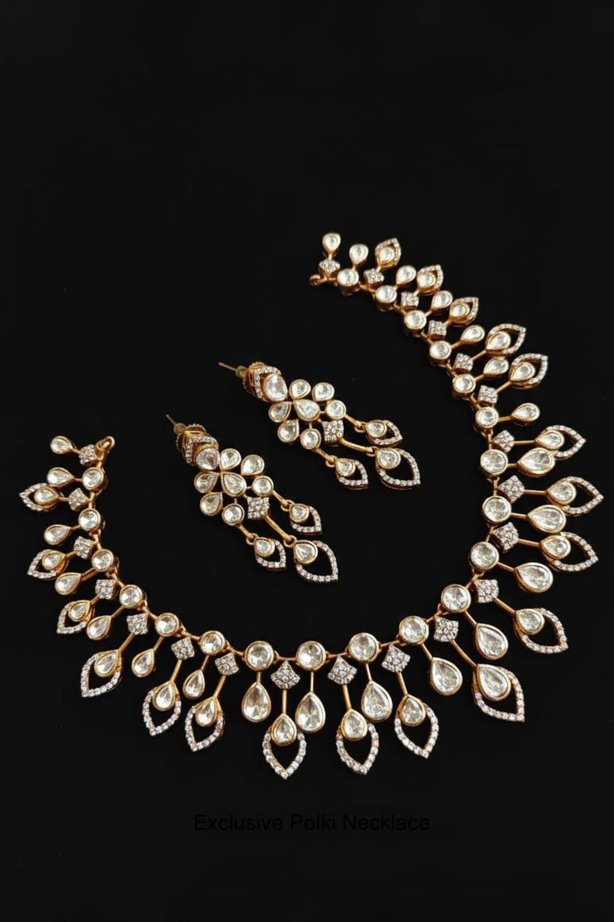 Gold Plated Moissanite Stone Necklace Set