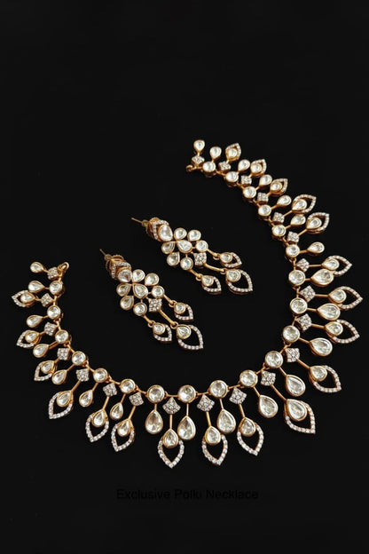 Gold Plated Moissanite Stone Necklace Set