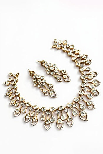 Gold Plated Moissanite Stone Necklace Set