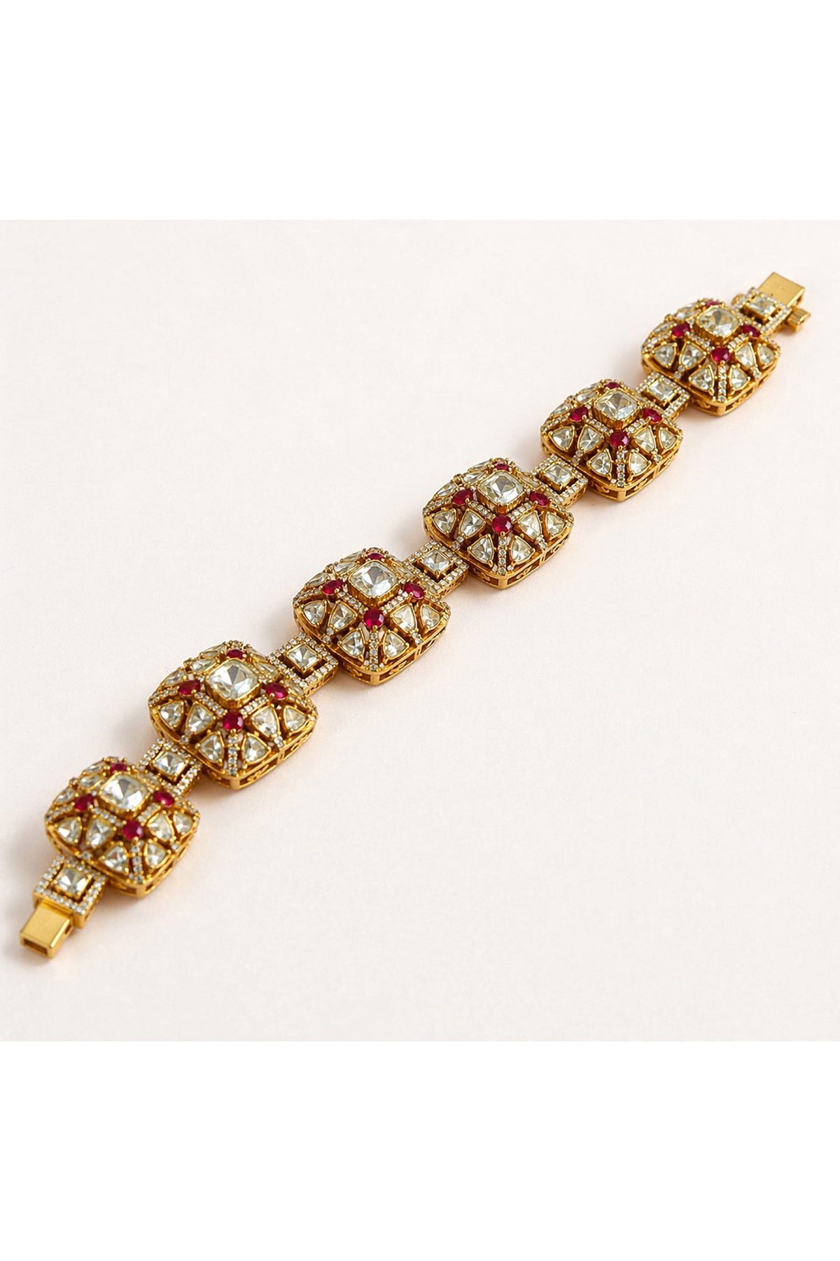 Gold Plated Moissanite & Ruby Doublet Choker Necklace Set