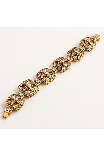 Gold Plated Moissanite & Ruby Doublet Choker Necklace Set