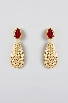 Gold Finish Kundan Polki & Ruby Stone Necklace Set