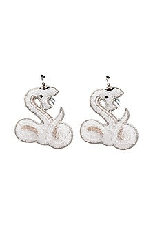 White Beaded Dangler Earrings