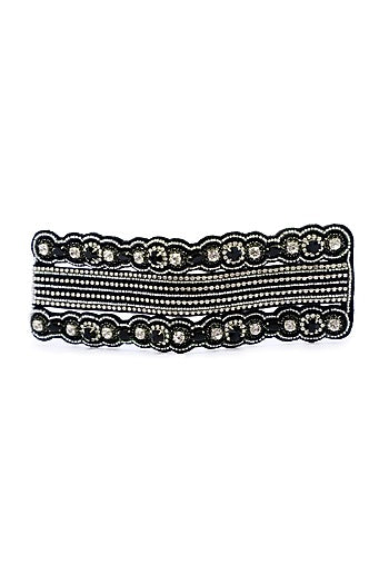 Black Hand Embroidered Cuff Bracelet