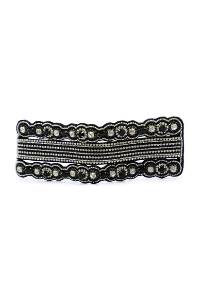 Black Hand Embroidered Cuff Bracelet