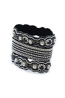 Black Hand Embroidered Cuff Bracelet