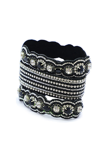 Black Hand Embroidered Cuff Bracelet