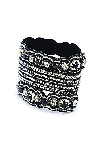 Black Hand Embroidered Cuff Bracelet