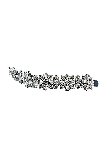 Silver Hand Embroidered Cuff Bracelet