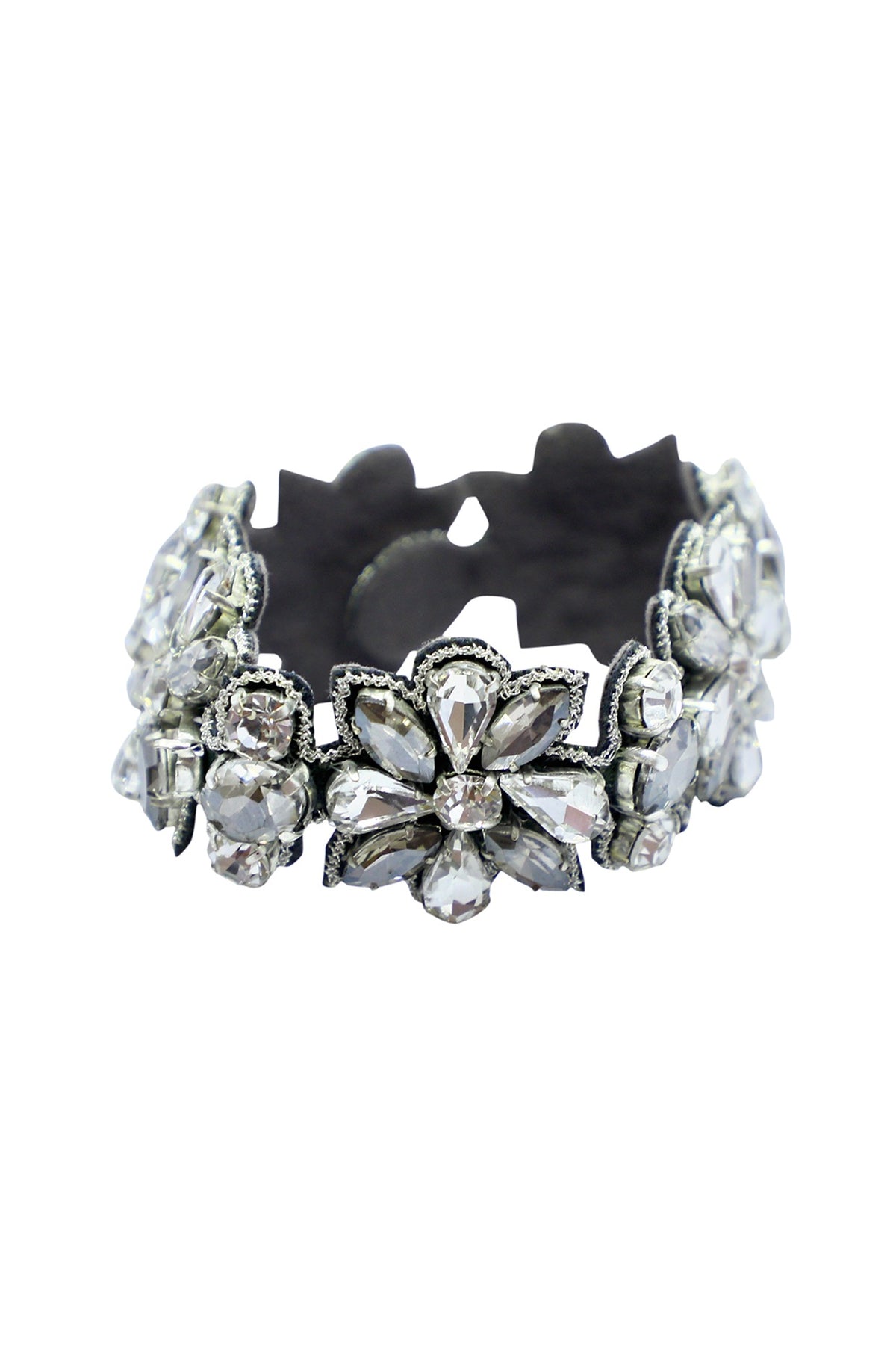 Silver Hand Embroidered Cuff Bracelet