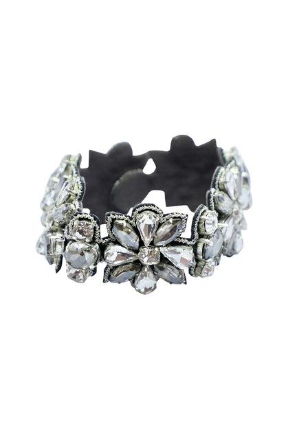 Silver Hand Embroidered Cuff Bracelet