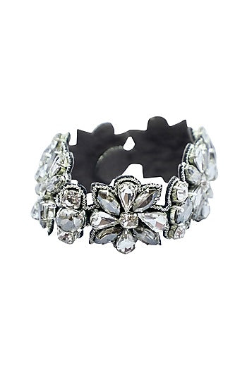 Silver Hand Embroidered Cuff Bracelet