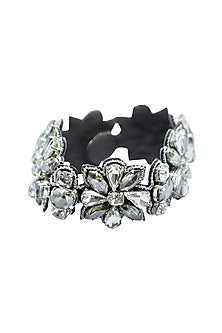Silver Hand Embroidered Cuff Bracelet