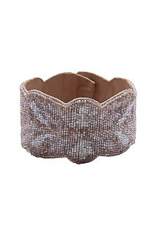 Beige Embroidered Cuff Bracelet