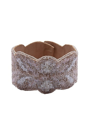 Beige Embroidered Cuff Bracelet