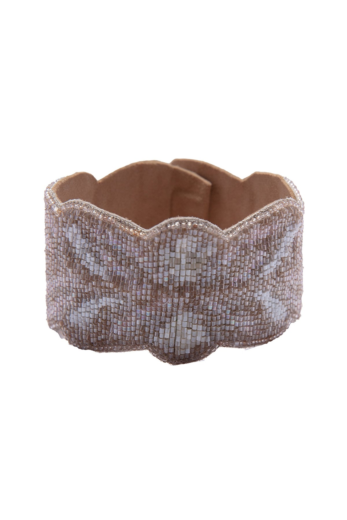 Beige Embroidered Cuff Bracelet