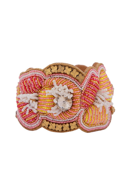 Multi-Colored Hand Embroidered Cuff Bracelet