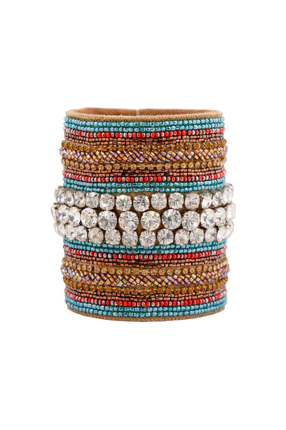 Multi-Colored Hand Embroidered Cuff Bracelet