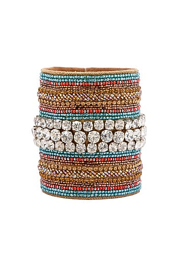 Multi-Colored Hand Embroidered Cuff Bracelet