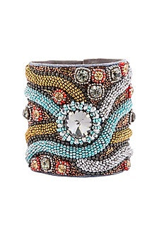 Multi-Colored Hand Embroidered Cuff Bracelet