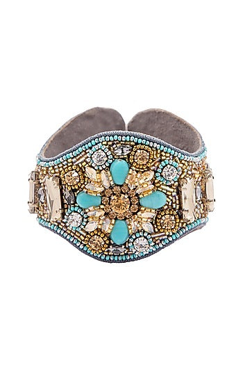Multi-Colored Hand Embroidered Cuff Bracelet