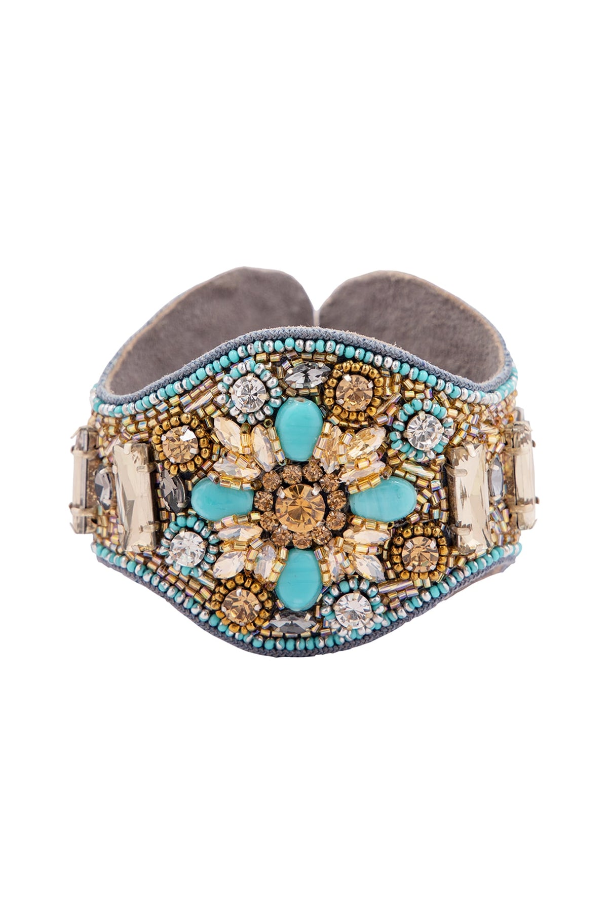 Multi-Colored Hand Embroidered Cuff Bracelet