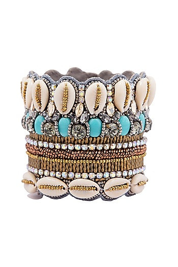 Multi-Colored Hand Embroidered Cuff Bracelet