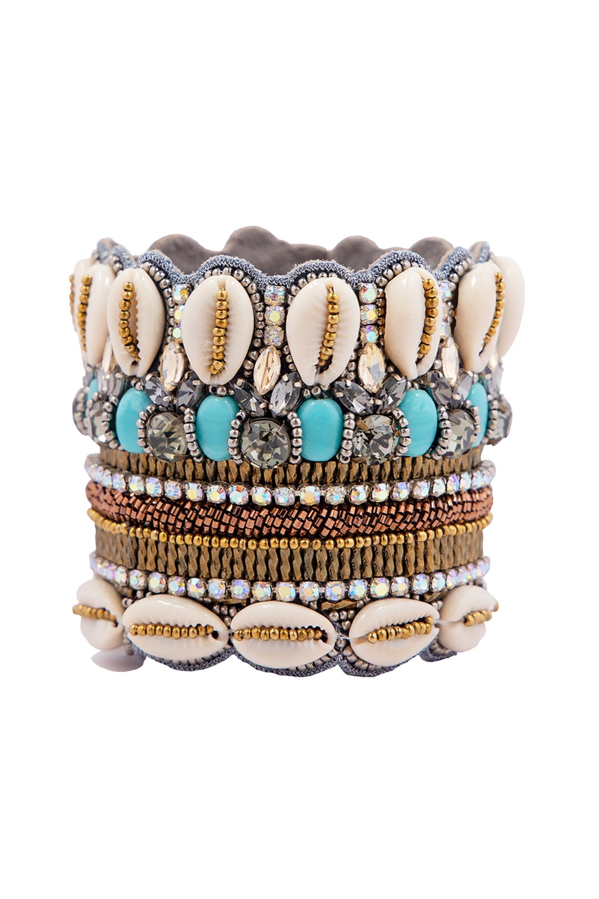 Multi-Colored Hand Embroidered Cuff Bracelet