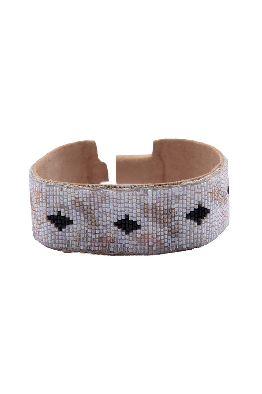 Cream Hand Embroidered Cuff Bracelet