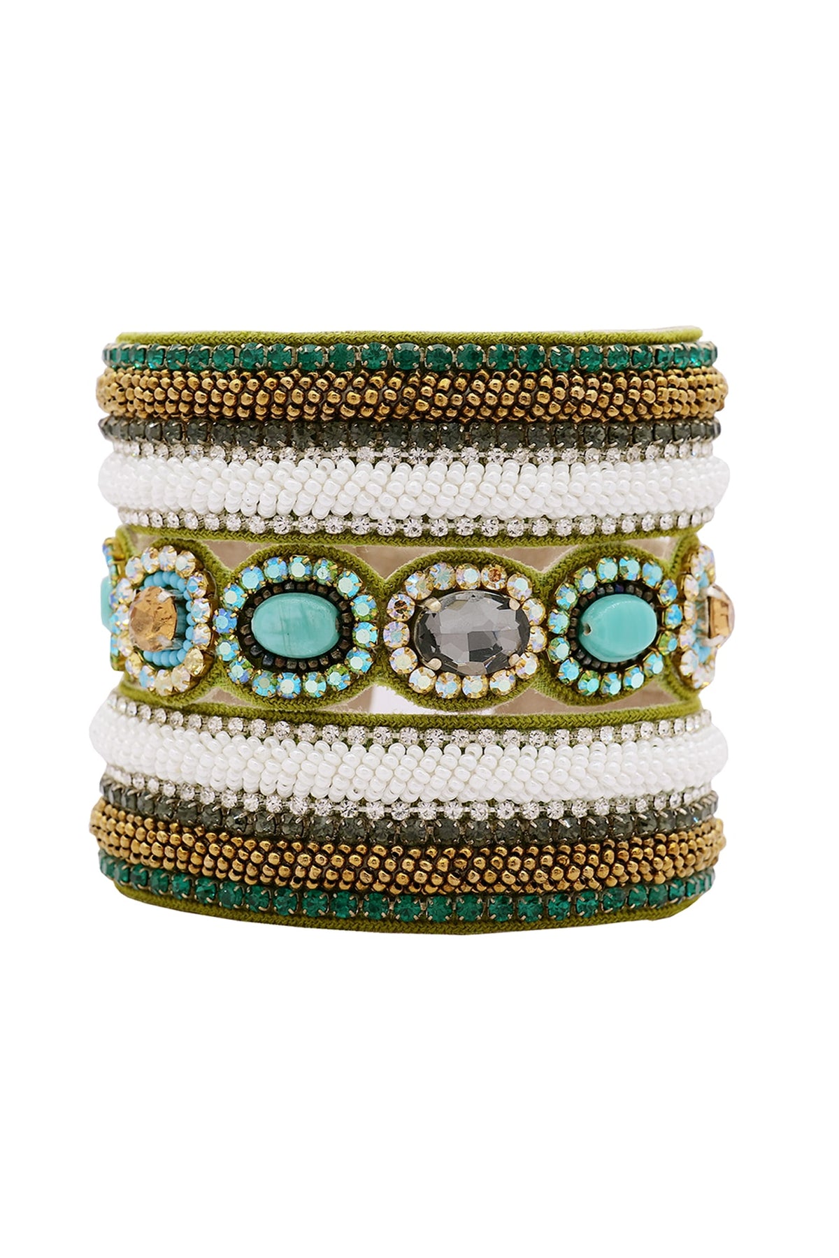 Multi-Colored Beaded Hand Embroidered Cuff Bracelet