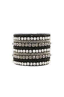 Black Embroidered Cuff Bracelet