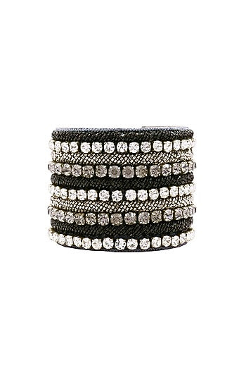 Black Embroidered Cuff Bracelet