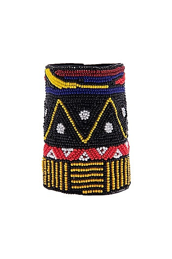 Black Hand Embroidered Cuff Bracelet