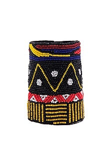 Black Hand Embroidered Cuff Bracelet