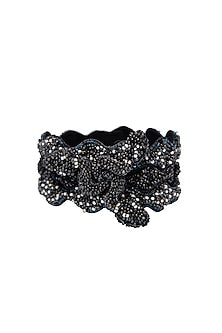 Black Hand Embroidered Cuff Bracelet