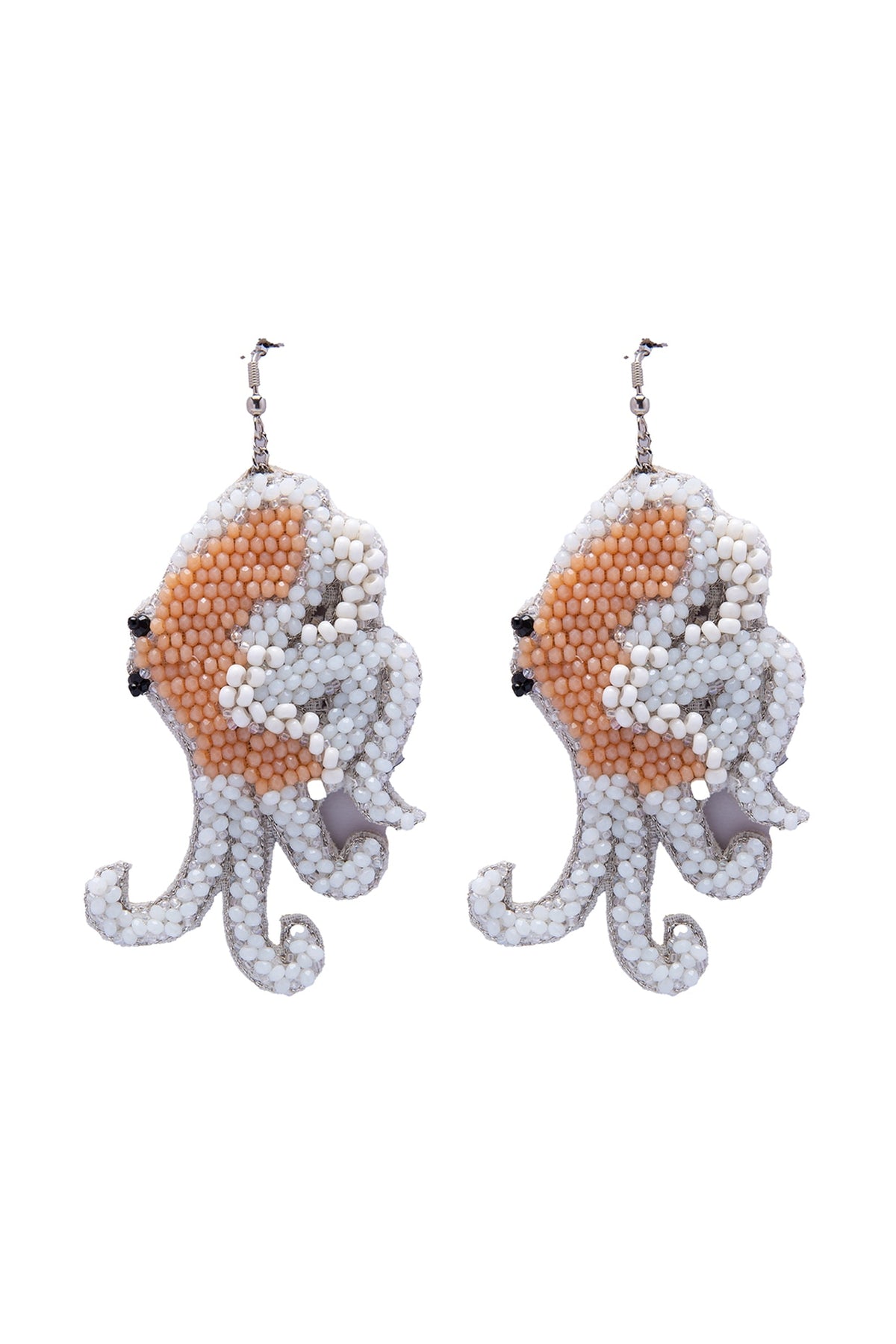 White Hand Embroidered Kanave Earrings