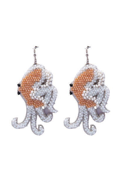 White Hand Embroidered Kanave Earrings