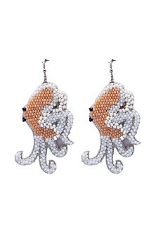 White Hand Embroidered Kanave Earrings