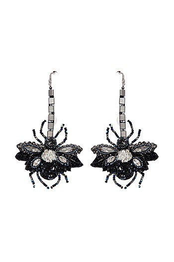 Black Hand Embroidered Earrings