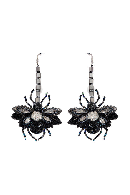 Black Hand Embroidered Earrings